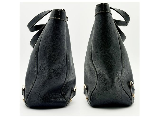 Borsa tote Gucci Abbey in pelle e tela blu navy - vista 6
