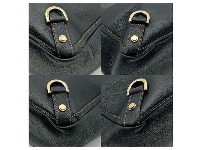 Borsa tote Gucci Abbey in pelle e tela blu navy - vista 8