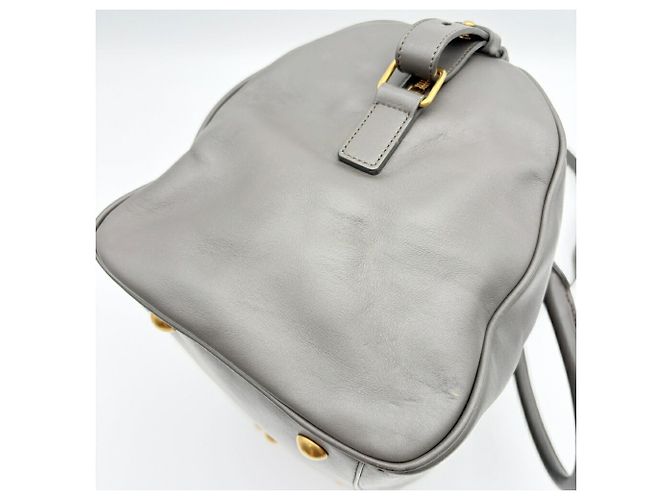 Borsa Boston Saint Laurent in pelle e camoscio grigio Marrone - vista 10