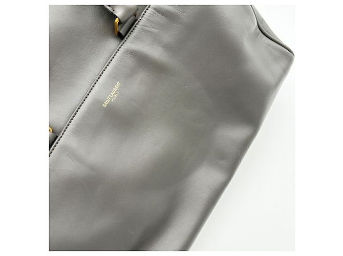 Borsa Boston Saint Laurent in pelle e camoscio grigio Marrone - vista 16