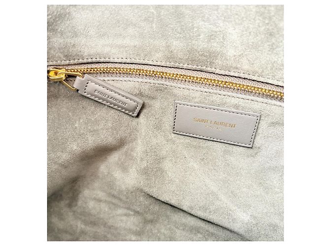 Borsa Boston Saint Laurent in pelle e camoscio grigio Marrone - vista 20