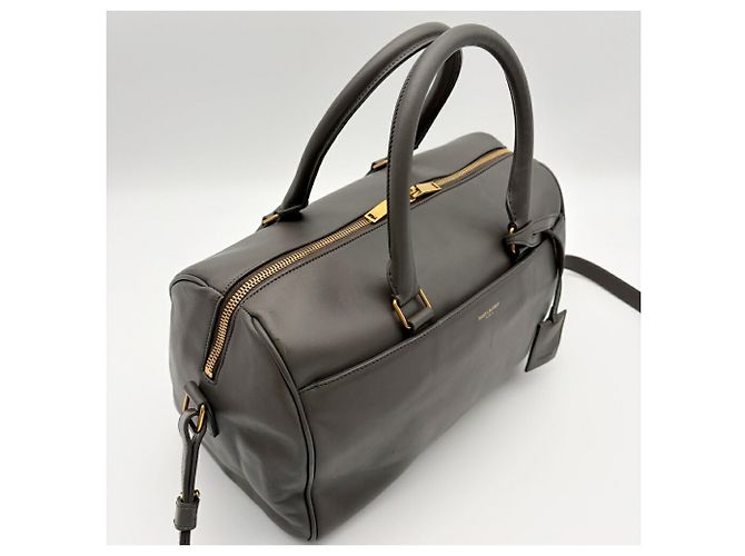 Borsa Boston Saint Laurent in pelle e camoscio grigio Marrone - vista 3