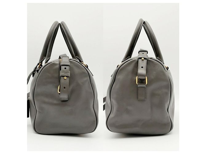 Borsa Boston Saint Laurent in pelle e camoscio grigio Marrone - vista 4