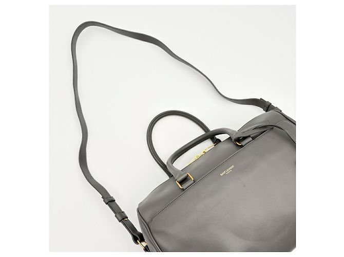 Borsa Boston Saint Laurent in pelle e camoscio grigio Marrone - vista 6