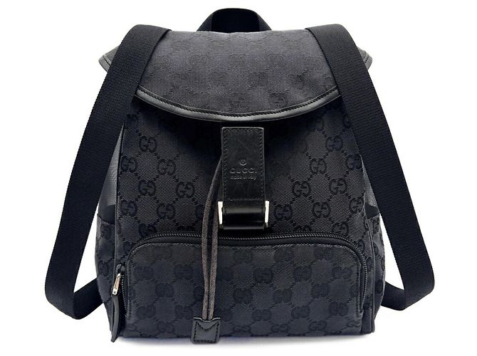 Zaino Gucci nero in tela GG e nylon - vista 2