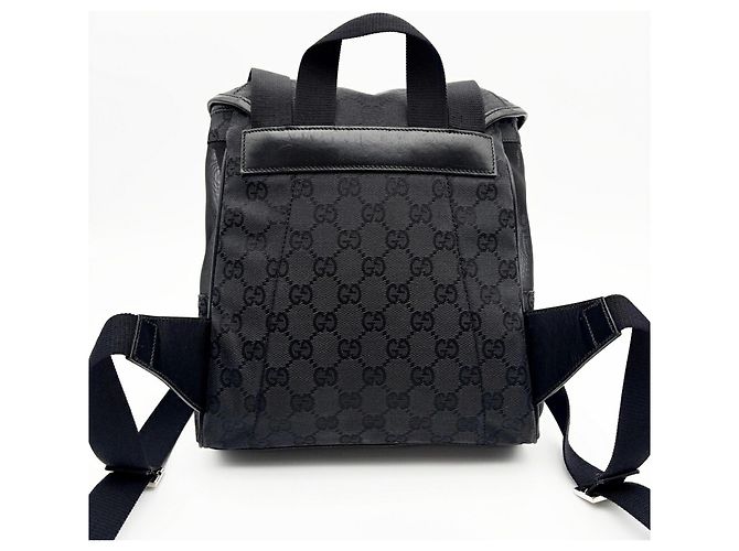 Zaino Gucci nero in tela GG e nylon - vista 3