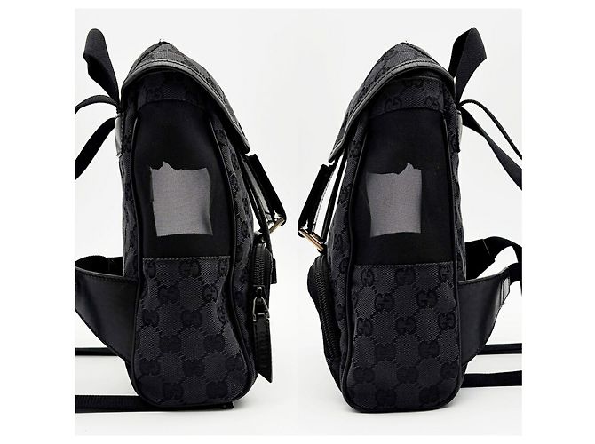 Zaino Gucci nero in tela GG e nylon - vista 4