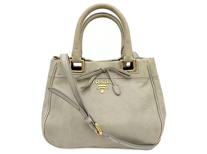 Borsa a tracolla in pelle Prada BN2245 in Grayish Grigio - vista 2