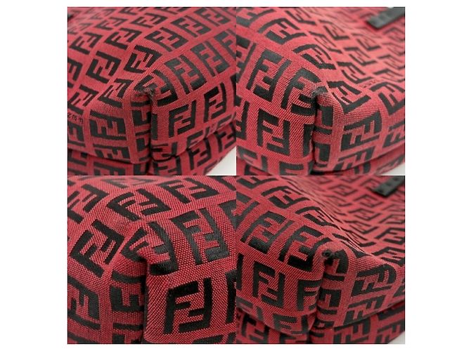 Fendi Zucchino Tote Bag 8BH056 Schwarz Rot - Ansicht 10