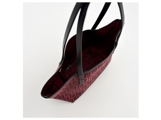 Fendi Zucchino Tote Bag 8BH056 Schwarz Rot - Ansicht 11