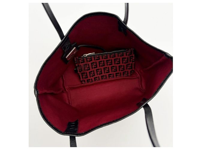 Fendi Zucchino Tote Bag 8BH056 Schwarz Rot - Ansicht 12