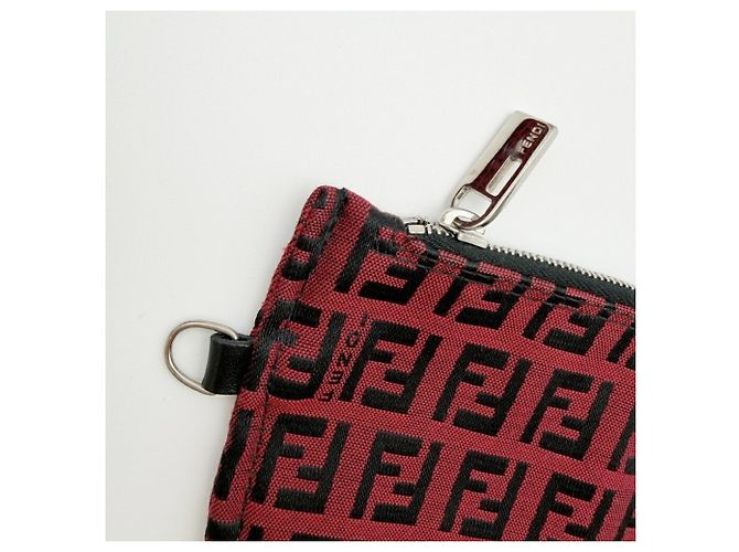Fendi Zucchino Tote Bag 8BH056 Schwarz Rot - Ansicht 14