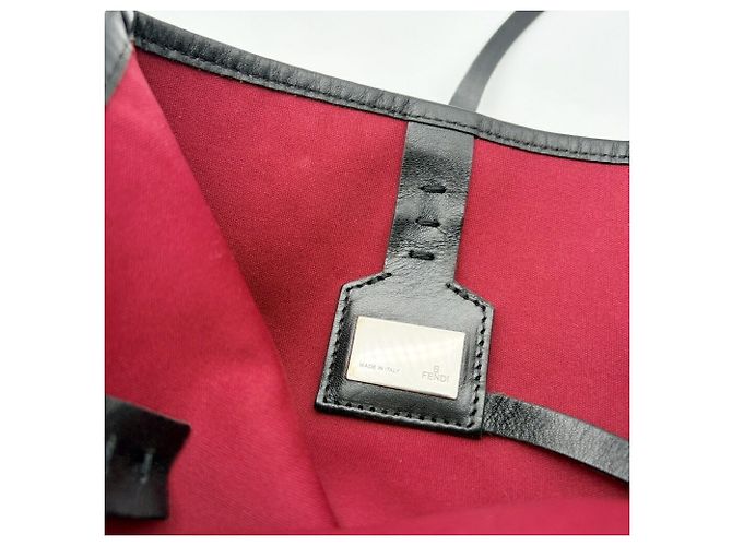 Fendi Zucchino Tote Bag 8BH056 Schwarz Rot - Ansicht 17