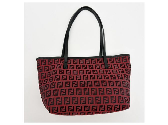 Fendi Zucchino Tote Bag 8BH056 Schwarz Rot - Ansicht 3