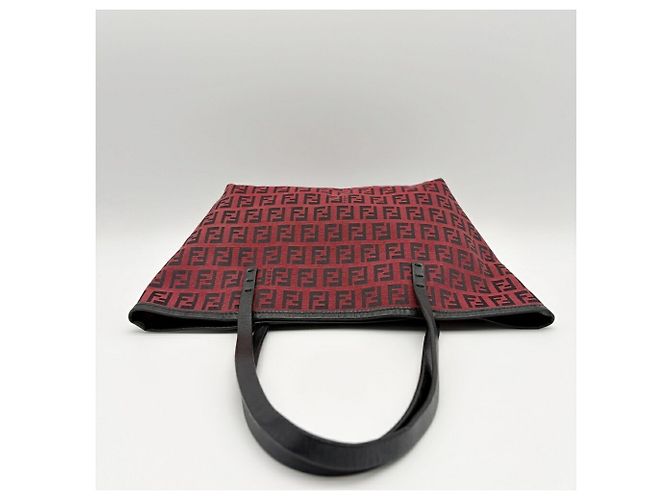 Fendi Zucchino Tote Bag 8BH056 Schwarz Rot - Ansicht 5