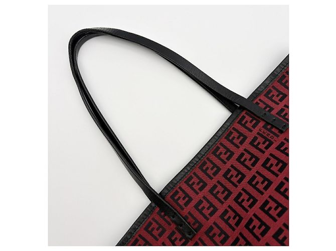 Fendi Zucchino Tote Bag 8BH056 Schwarz Rot - Ansicht 7