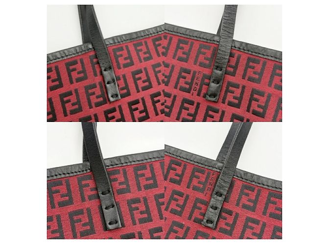 Fendi Zucchino Tote Bag 8BH056 Schwarz Rot - Ansicht 9