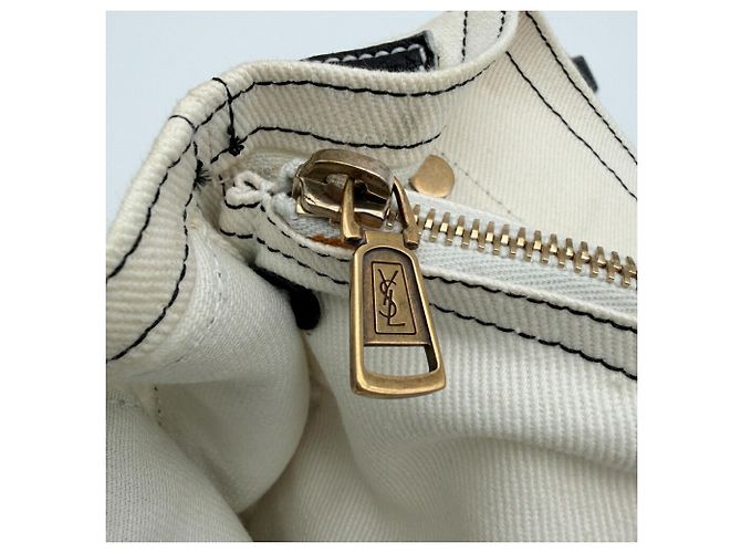 Borsa a mano Yves Saint Laurent Muse Nero Bianco - vista 18