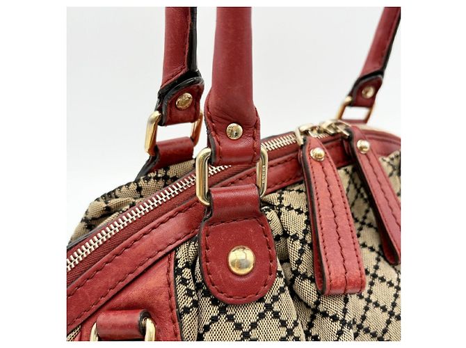 Borsa a tracolla Gucci Diamante Sukey Rosso Beige - vista 10