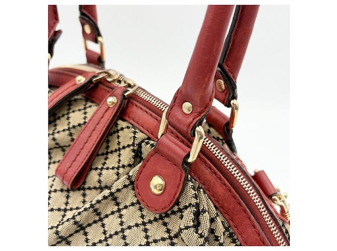 Borsa a tracolla Gucci Diamante Sukey Rosso Beige - vista 11