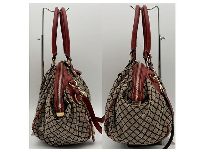 Borsa a tracolla Gucci Diamante Sukey Rosso Beige - vista 5