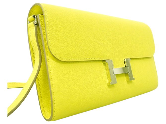 Hermès Hermes Constance To Go Evercolor Lime Wallet/Shoulder Wallet D'oro - vista 2