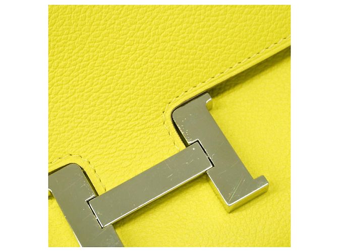 Hermès Hermes Constance To Go Evercolor Lime Wallet/Shoulder Wallet D'oro - vista 6