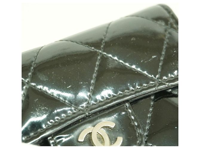Tarjetero Chanel de piel lacada negra Negro - vista 7