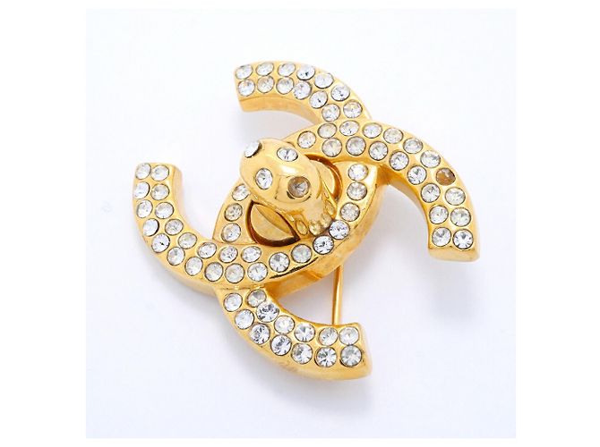 Spilla Chanel placcata oro con strass D'oro - vista 2