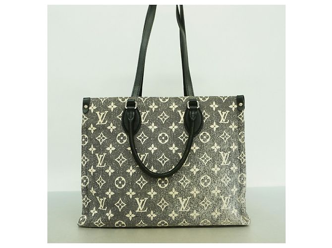 Borsa Tote Louis Vuitton Monogram Jacquard Denim OnTheGo MM Marrone Nero - vista 10