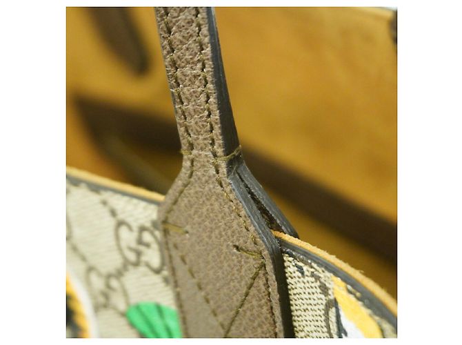Gucci GG Supreme Tote Bag Brown Green Yellow - view 8