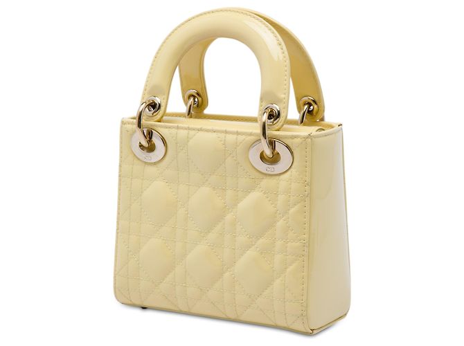 Dior Yellow Mini Patent Cannage Lady Dior - vista 2