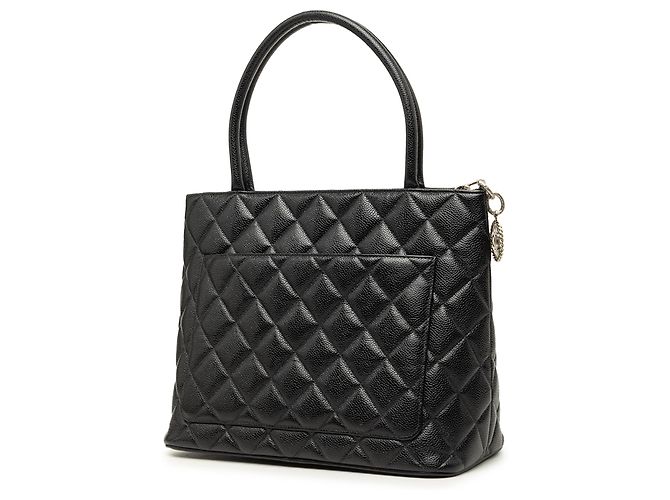 Borsa Tote Chanel Black Caviar Medallion Nero - vista 2