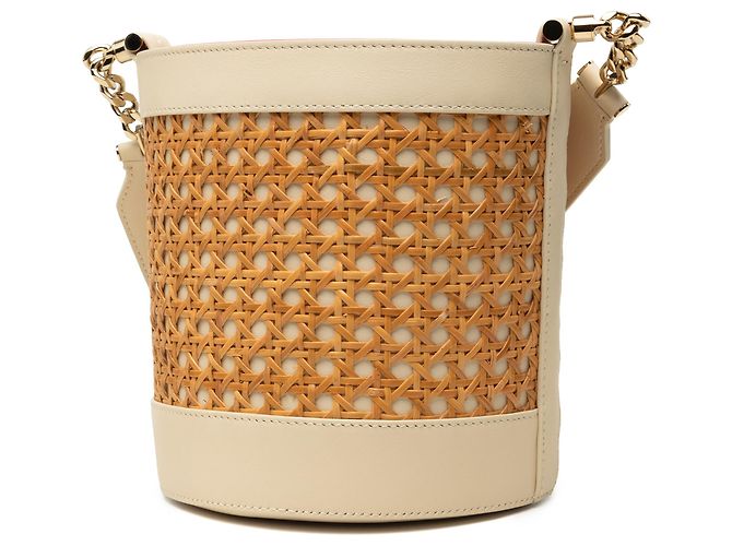 Bulgari Borsa a secchiello Bvlgari Serpenti Forever in vimini beige e vitello - vista 2