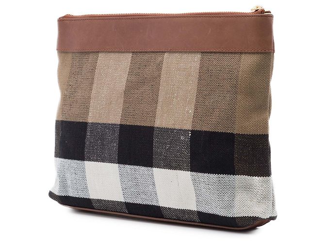 Clutch Burberry in tela Mega Check marrone - vista 2