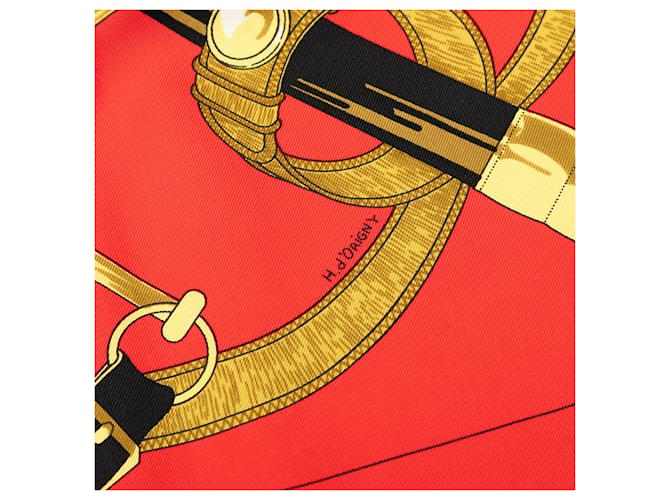 Hermès Red Eperon d Or Seidentuch 90 Rot - Ansicht 6