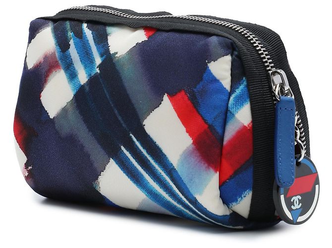 Pouch Airline in tela stampata blu Chanel - vista 2