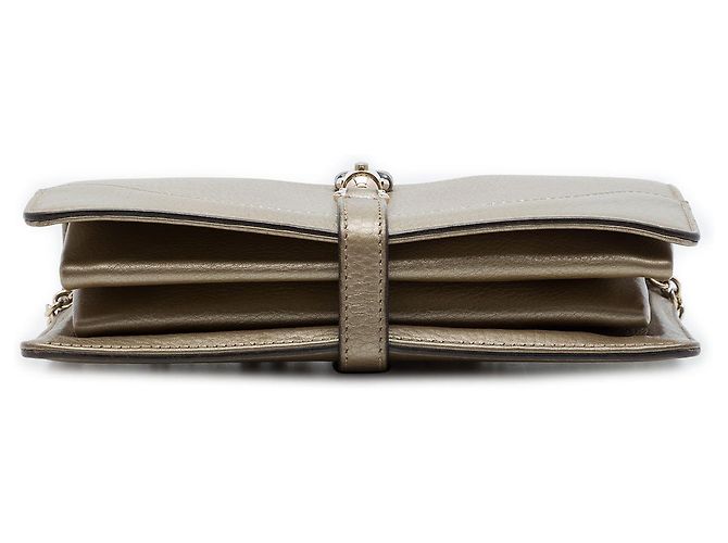 Borsa da sera Gucci Gold Metallic Pebbled Calfskin Piston Broadway D'oro - vista 3