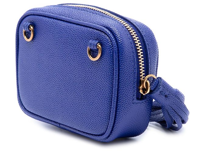 Borsa Lou Camera Saint Laurent Blue Baby Chevron Grain De Poudre Monogram - vista 2