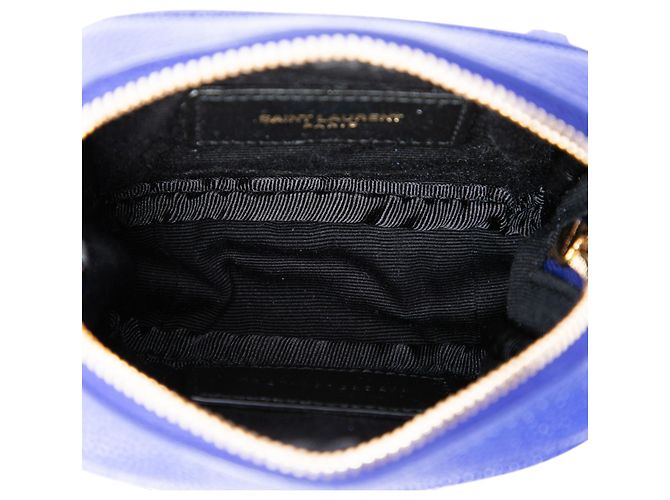 Borsa Lou Camera Saint Laurent Blue Baby Chevron Grain De Poudre Monogram - vista 4