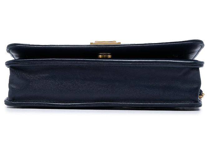 Chanel Blue Quilted Lambskin Boy Wallet On Chain Blu navy - vista 3