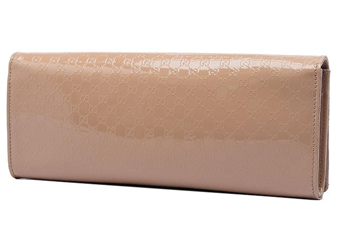 Clutch Gucci Broadway de charol Microguccissima marrón Castaño Carne - vista 2