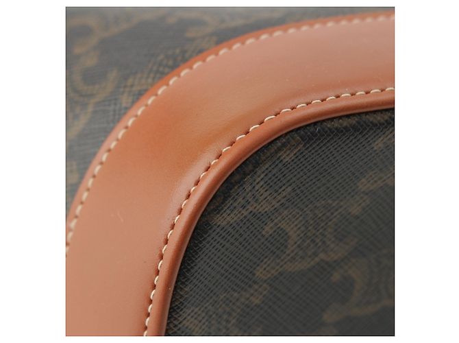 Céline Borsa a secchiello Celine Small Triomphe in tela rivestita marrone Marrone scuro - vista 11