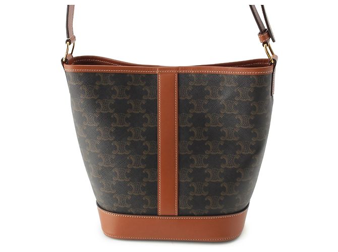 Céline Borsa a secchiello Celine Small Triomphe in tela rivestita marrone Marrone scuro - vista 2