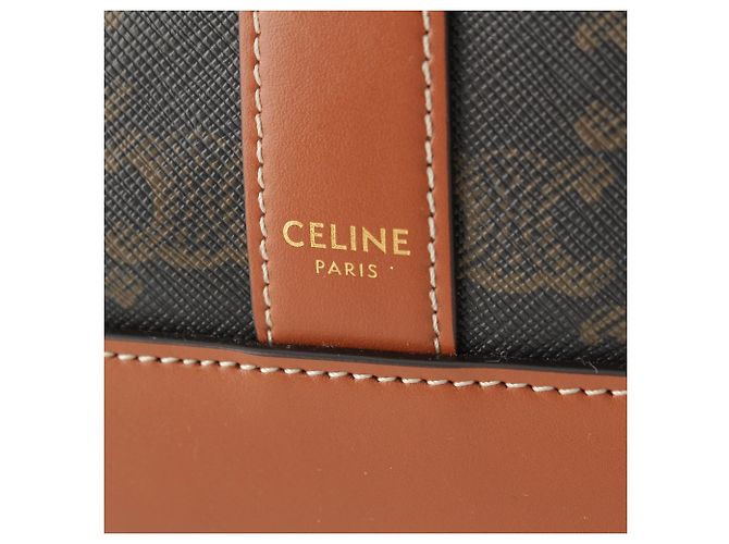 Céline Borsa a secchiello Celine Small Triomphe in tela rivestita marrone Marrone scuro - vista 5