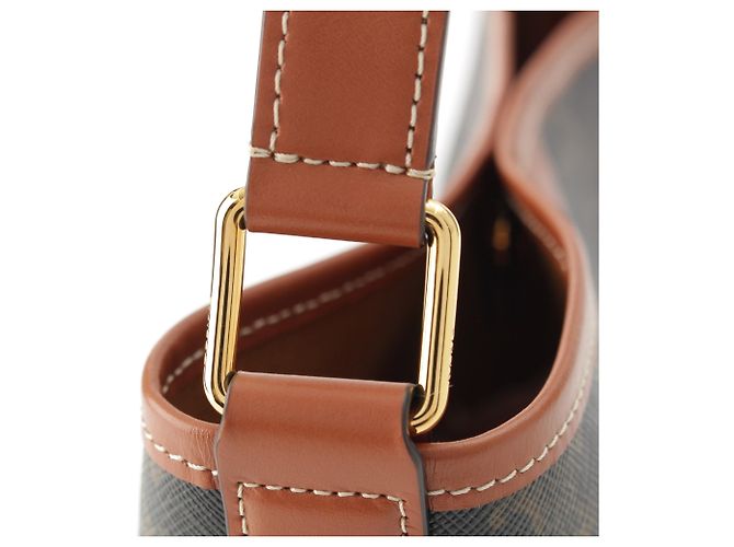 Céline Borsa a secchiello Celine Small Triomphe in tela rivestita marrone Marrone scuro - vista 7