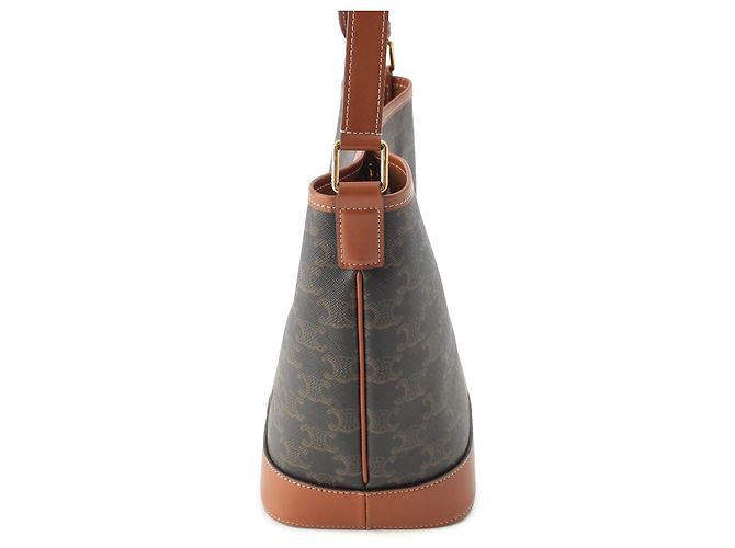 Céline Borsa a secchiello Celine Small Triomphe in tela rivestita marrone Marrone scuro - vista 9