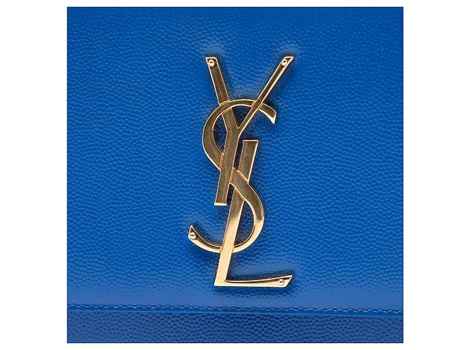 Clutch Saint Laurent Blue Grain De Poudre Monogram Cassandre - vista 5