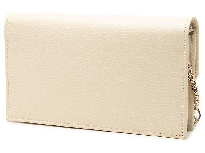 Cartera con cadena Gucci en piel de becerro Dollar marrón con G entrelazadas Castaño Beige - vista 2