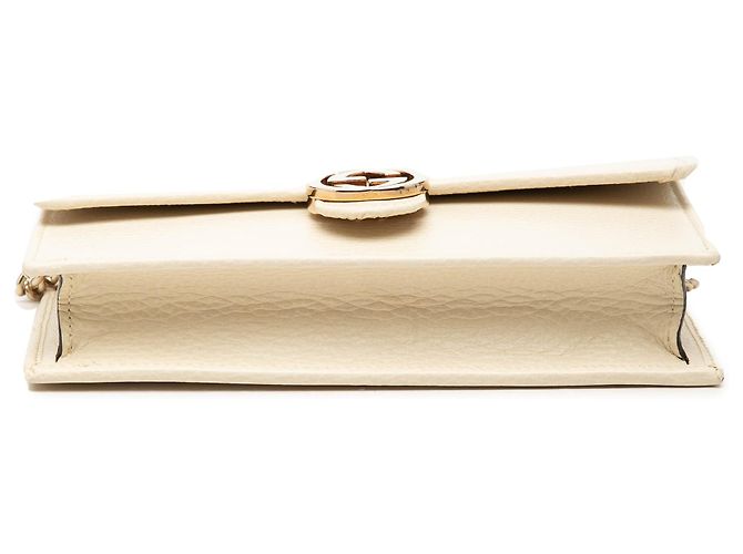 Cartera con cadena Gucci en piel de becerro Dollar marrón con G entrelazadas Castaño Beige - vista 3